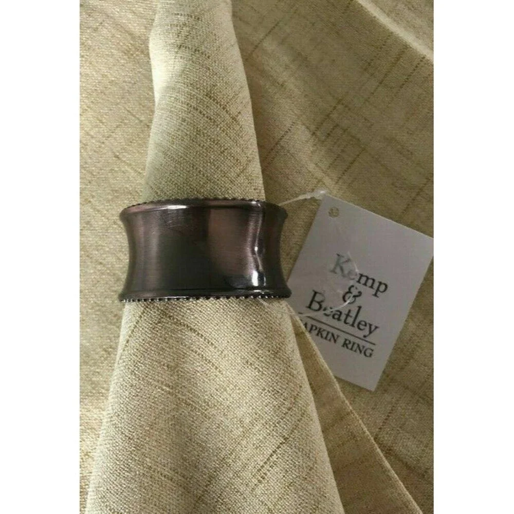 Kemp Beatley Napkin Rings Beaded Oil Rubbed Bronze Holiday Christmas Set Of 4